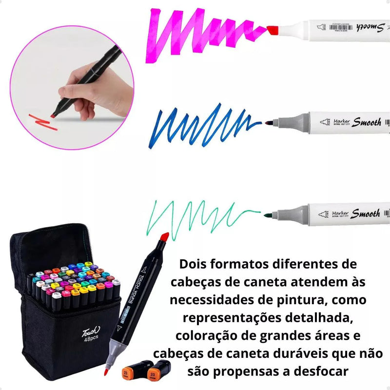 Livro de Colorir Capa Dura + 60 Canetinhas Touch