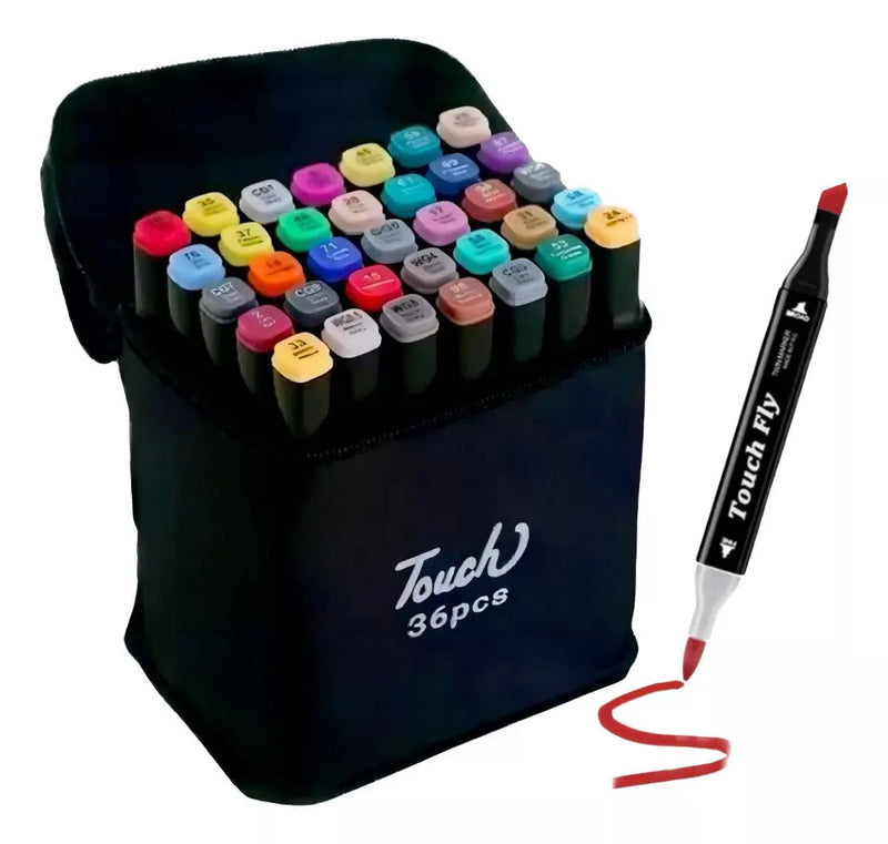Conjunto Canetinhas Touch Ponta Dupla 36 Cores